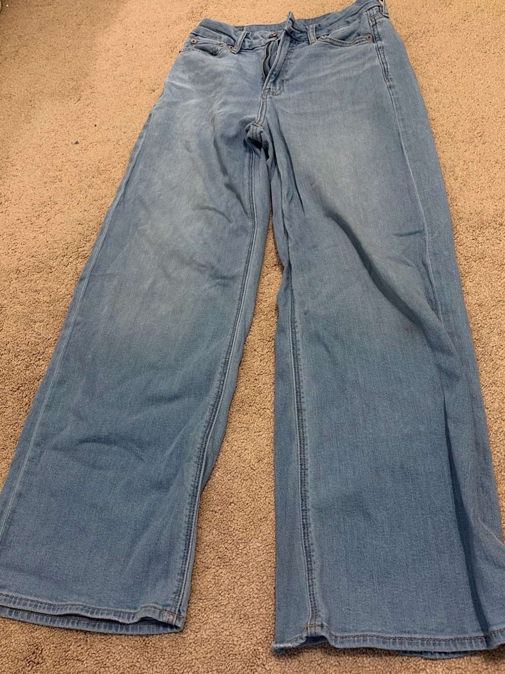 American Eagle Outfitters Wide-Leg Jeans in Light Blue Denim